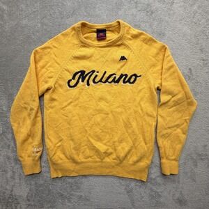 Robe Di Kappa Sweater Mens XL Yellow Milano Lambswool Crewneck‎ Graphic Pullover